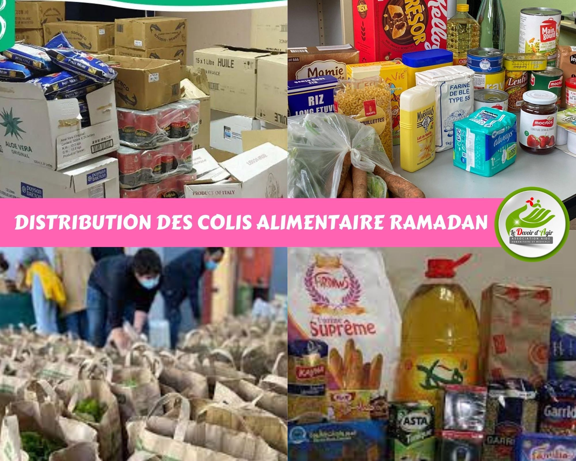 Photo de distribution de nourriture aux familles en besoin