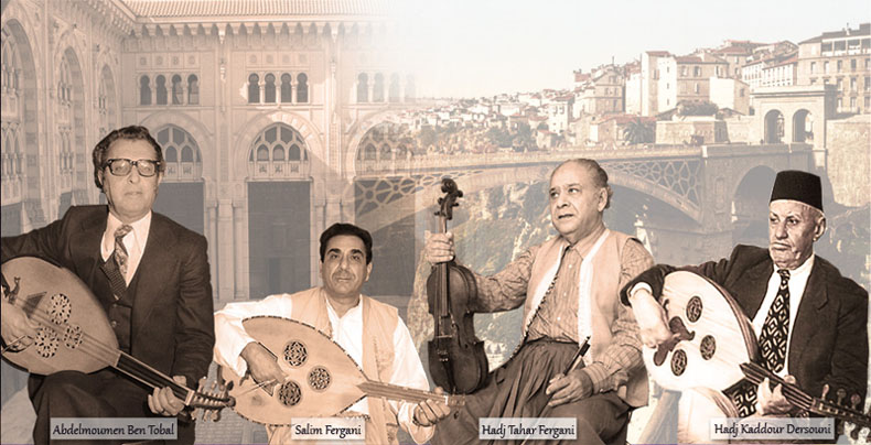 Photo du célèbre chanteur et musicien Allah yarhmou, Tahar ferguani et son fils Salim Ferguani